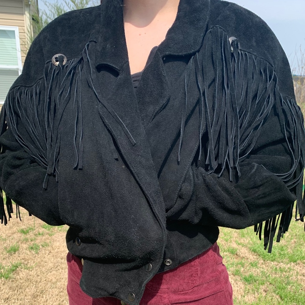 Vintage Genuine Leather g4000 Coat With Tassels